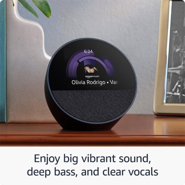 Amazon Echo Spot (modelo más reciente): ideal para mesitas de noche, oficinas y cocinas, incluye despertador inteligente con Alexa (negro) - Image 10
