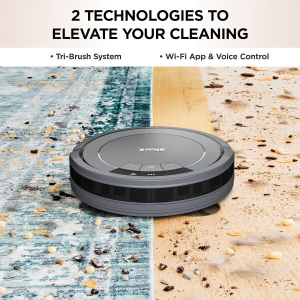 Shark AV753 ION Robot Aspiradora, sistema de tres cepillos, conexión Wifi, tiempo de funcionamiento de 120 minutos, funciona con Alexa, limpieza multisuperficie, gris - Image 3