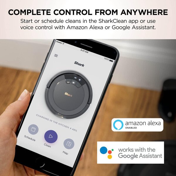 Shark AV753 ION Robot Aspiradora, sistema de tres cepillos, conexión Wifi, tiempo de funcionamiento de 120 minutos, funciona con Alexa, limpieza multisuperficie, gris - Image 4