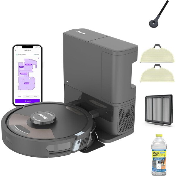 Shark AV753 ION Robot Aspiradora, sistema de tres cepillos, conexión Wifi, tiempo de funcionamiento de 120 minutos, funciona con Alexa, limpieza multisuperficie, gris - Image 27