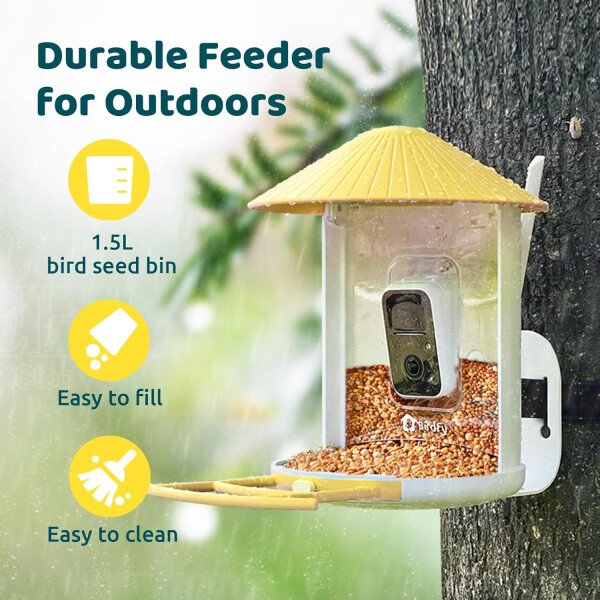 NETVUE Alimentador inteligente para pájaros con cámara AI alimentado por energía solar, 2 MP inalámbrico de observación de aves silvestres, transmisión en vivo y visión nocturna, funciona con Alexa y - Imagen 5