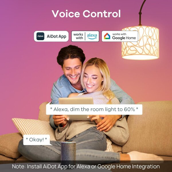 Linkind Bombillas inteligentes, bombilla inteligente que funciona con Alexa y Google Home, bombillas LED que cambian de color, 104 escenas preestablecidas, sincronización de música, bombilla A19 E26 - Imagen 3
