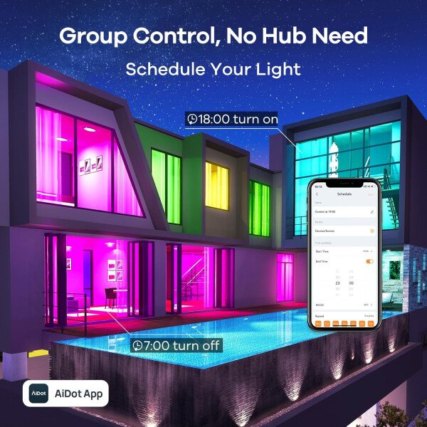 Linkind Bombillas inteligentes, bombilla inteligente que funciona con Alexa y Google Home, bombillas LED que cambian de color, 104 escenas preestablecidas, sincronización de música, bombilla A19 E26 - Imagen 5