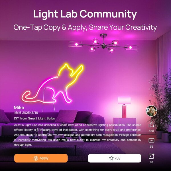 Linkind Bombillas inteligentes, bombilla inteligente que funciona con Alexa y Google Home, bombillas LED que cambian de color, 104 escenas preestablecidas, sincronización de música, bombilla A19 E26 - Imagen 7