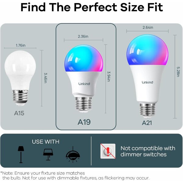 Linkind Bombillas inteligentes, bombilla inteligente que funciona con Alexa y Google Home, bombillas LED que cambian de color, 104 escenas preestablecidas, sincronización de música, bombilla A19 E26 - Imagen 11