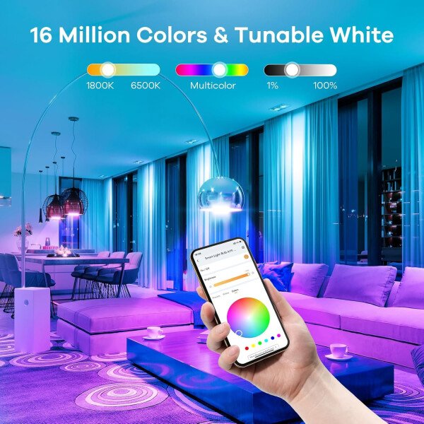 Linkind Bombillas inteligentes, bombilla inteligente que funciona con Alexa y Google Home, bombillas LED que cambian de color, 104 escenas preestablecidas, sincronización de música, bombilla A19 E26 - Imagen 25