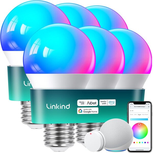 Linkind Bombillas inteligentes, bombilla inteligente que funciona con Alexa y Google Home, bombillas LED que cambian de color, 104 escenas preestablecidas, sincronización de música, bombilla A19 E26 - Imagen 26