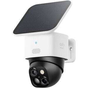 eufy Security SoloCam S340, cámaras de seguridad solares inalámbricas para exteriores, cámaras para seguridad del hogar, vigilancia panorámica e inclinación de 360°, sin puntos ciegos, Wi-Fi de 2.4