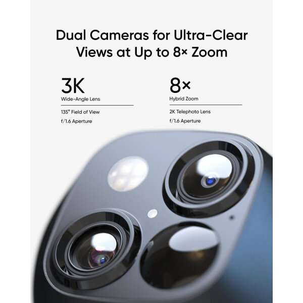 eufy Security SoloCam S340, cámaras de seguridad solares inalámbricas para exteriores, cámaras para seguridad del hogar, vigilancia panorámica e inclinación de 360°, sin puntos ciegos, Wi-Fi de 2.4 - Imagen 2