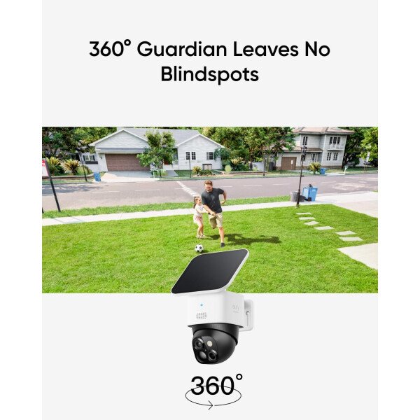 eufy Security SoloCam S340, cámaras de seguridad solares inalámbricas para exteriores, cámaras para seguridad del hogar, vigilancia panorámica e inclinación de 360°, sin puntos ciegos, Wi-Fi de 2.4 - Imagen 4