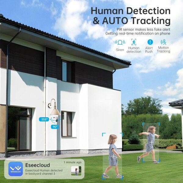 WESECUU Cámara de seguridad con bombilla - 5G y 2.4 GHz WiFi 2K cámaras de seguridad inalámbricas para exteriores detección de movimiento y alarma, conversación bidireccional, visión nocturna a color, - Image 3