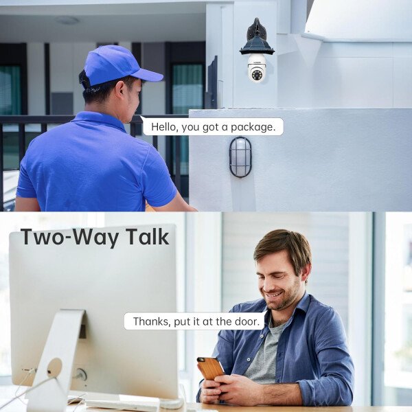 WESECUU Cámara de seguridad con bombilla - 5G y 2.4 GHz WiFi 2K cámaras de seguridad inalámbricas para exteriores detección de movimiento y alarma, conversación bidireccional, visión nocturna a color, - Image 6