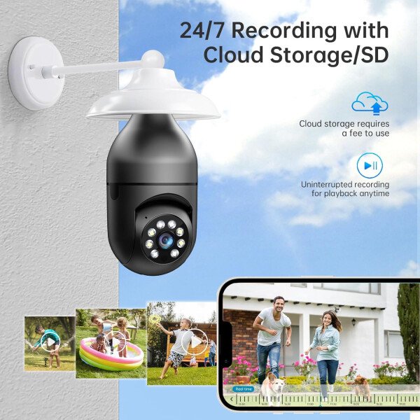 WESECUU Cámara de seguridad con bombilla - 5G y 2.4 GHz WiFi 2K cámaras de seguridad inalámbricas para exteriores detección de movimiento y alarma, conversación bidireccional, visión nocturna a color, - Image 14