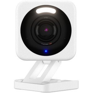 WYZE, Cam v4 - Cámara de seguridad inteligente 2.5K HD Wi-Fi para interiores y exteriores, luz activada por movimiento, visión nocturna a color, audio de 2 vías, funciona con Alexa y Google, blanco