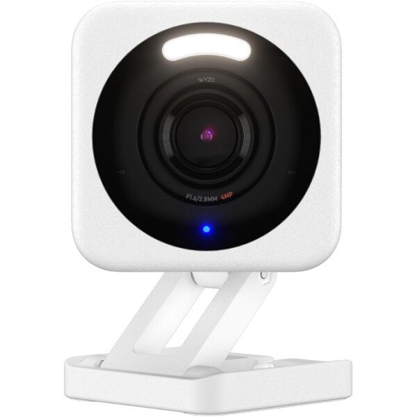 WYZE, Cam v4 - Cámara de seguridad inteligente 2.5K HD Wi-Fi para interiores y exteriores, luz activada por movimiento, visión nocturna a color, audio de 2 vías, funciona con Alexa y Google, blanco