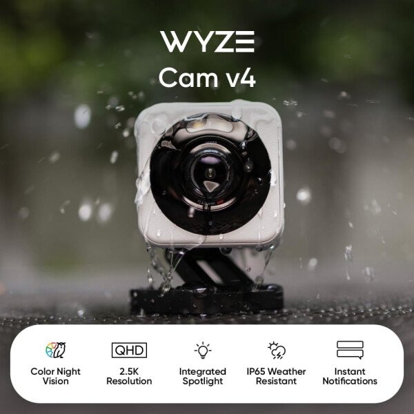 WYZE, Cam v4 - Cámara de seguridad inteligente 2.5K HD Wi-Fi para interiores y exteriores, luz activada por movimiento, visión nocturna a color, audio de 2 vías, funciona con Alexa y Google, blanco - Imagen 44