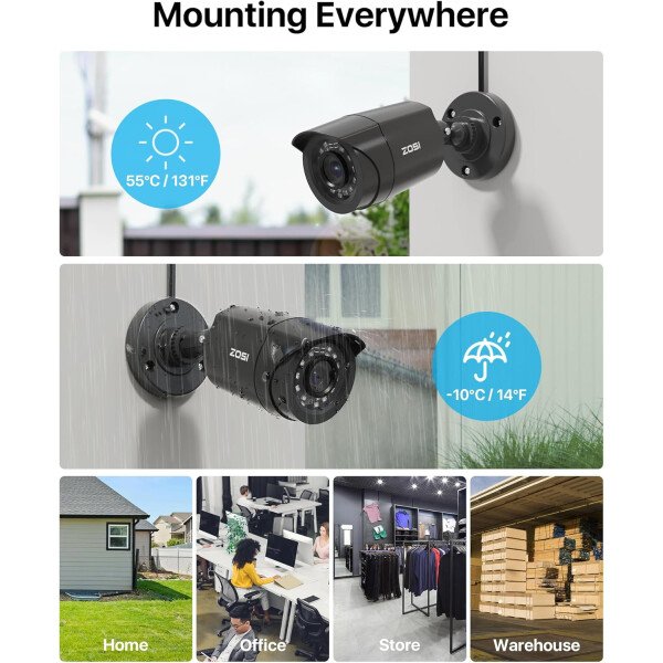 ZOSI Sistema de cámaras de seguridad de 8 canales 1080p para exteriores H.265+ 8 canales 5MP Lite CCTV DVR grabadora y (4) x1080P 1920TVL HD resistente a la intemperie, visión nocturna, alerta de movimiento, acceso remoto (Sin Disco Duro) - Image 4