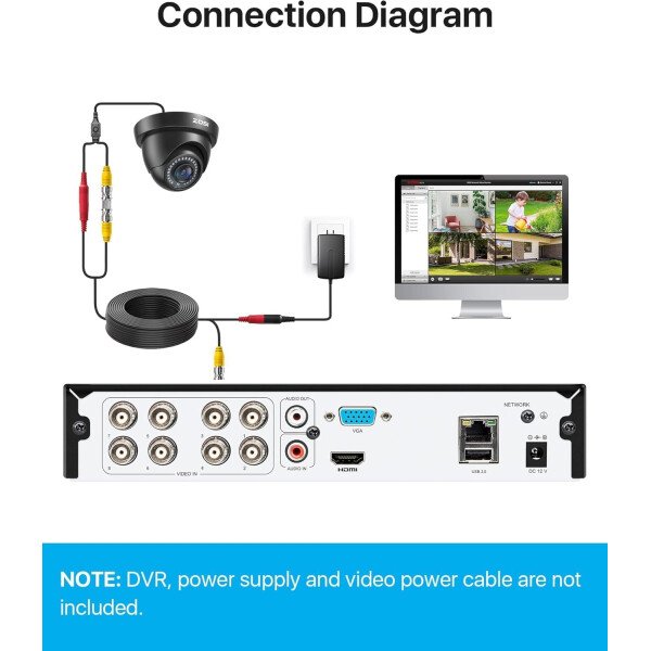 ZOSI Sistema de cámaras de seguridad de 8 canales 1080p para exteriores H.265+ 8 canales 5MP Lite CCTV DVR grabadora y (4) x1080P 1920TVL HD resistente a la intemperie, visión nocturna, alerta de movimiento, acceso remoto (Sin Disco Duro) - Image 20