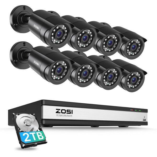 ZOSI Sistema de cámaras de seguridad de 8 canales 1080p para exteriores H.265+ 8 canales 5MP Lite CCTV DVR grabadora y (4) x1080P 1920TVL HD resistente a la intemperie, visión nocturna, alerta de movimiento, acceso remoto (Sin Disco Duro) - Image 23