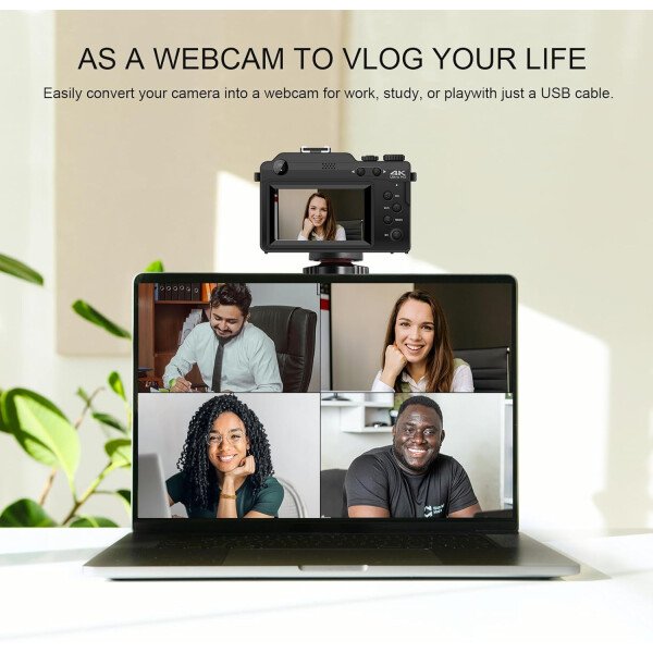Yatao Cámara digital con WiFi, kit de cámara fotográfica 4K 5K 64MP para YouTube, cámara dual frontal y trasera para selfie conveniente, equipada con tarjeta micro de 64 GB, lente ancha y macro - Image 5