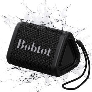 Bobtot Altavoz Bluetooth portátil inalámbrico, IPX7 pequeño altavoz de ducha impermeable, tiempo de reproducción de 15 horas, sonido fuerte y estéreo con graves, emparejamiento TWS para fiesta