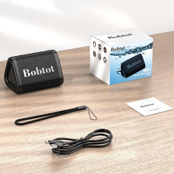 Bobtot Altavoz Bluetooth portátil inalámbrico, IPX7 pequeño altavoz de ducha impermeable, tiempo de reproducción de 15 horas, sonido fuerte y estéreo con graves, emparejamiento TWS para fiesta - Imagen 8