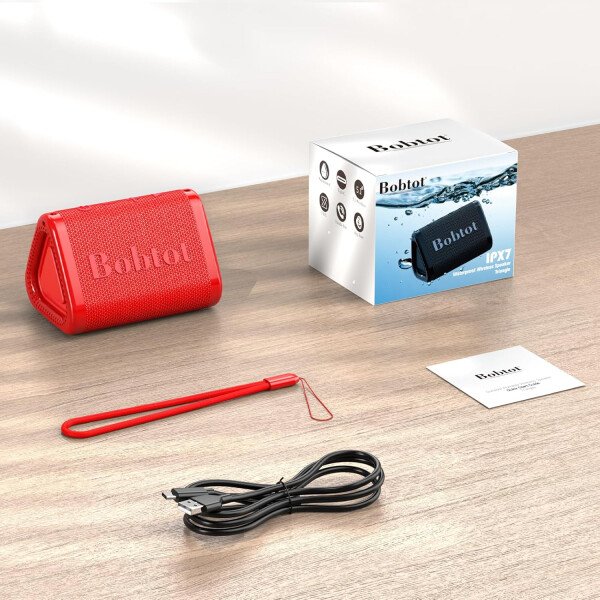 Bobtot Altavoz Bluetooth portátil inalámbrico, IPX7 pequeño altavoz de ducha impermeable, tiempo de reproducción de 15 horas, sonido fuerte y estéreo con graves, emparejamiento TWS para fiesta - Imagen 15