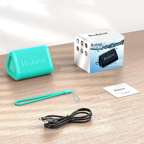 Bobtot Altavoz Bluetooth portátil inalámbrico, IPX7 pequeño altavoz de ducha impermeable, tiempo de reproducción de 15 horas, sonido fuerte y estéreo con graves, emparejamiento TWS para fiesta - Imagen 27