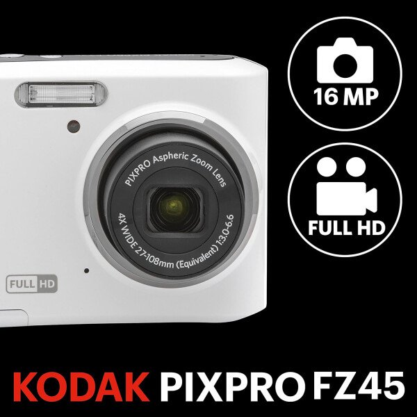 KODAK PIXPRO Friendly Zoom FZ45-RD - Cámara digital de 16 MP con zoom óptico 4X, gran angular de 1.063 in y pantalla LCD de 2.7 pulgadas (rojo) - Imagen 15