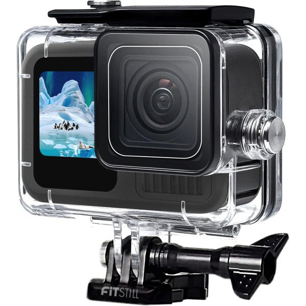 FitStill Funda impermeable de 196.9 ft para Go Pro Hero 11 negro/Hero 10 negro/Hero 9 negro, carcasa protectora de buceo bajo el agua con soporte accesorios para cámara de acción Go Pro Hero11/10/9 negra