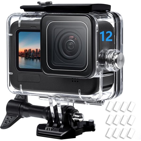 FitStill Funda impermeable de 196.9 ft para Go Pro Hero 11 negro/Hero 10 negro/Hero 9 negro, carcasa protectora de buceo bajo el agua con soporte accesorios para cámara de acción Go Pro Hero11/10/9 negra - Image 2