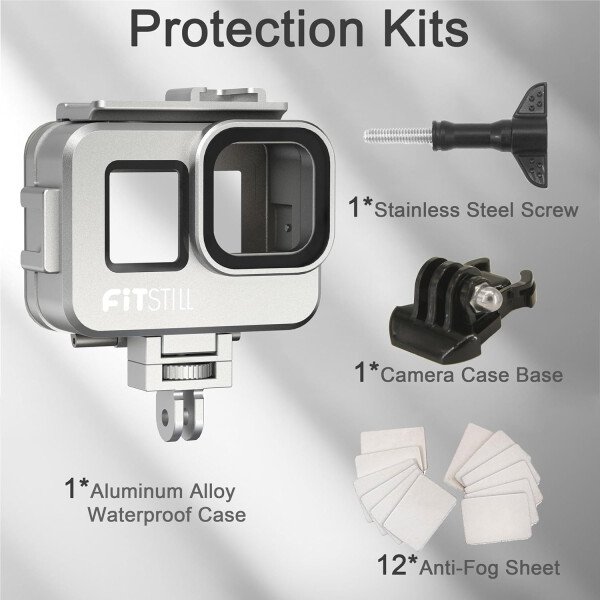 FitStill Funda impermeable de 196.9 ft para Go Pro Hero 11 negro/Hero 10 negro/Hero 9 negro, carcasa protectora de buceo bajo el agua con soporte accesorios para cámara de acción Go Pro Hero11/10/9 negra - Image 16