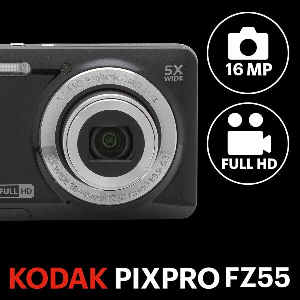 KODAK PIXPRO FZ55-RD Cámara digital de 16MP Zoom óptico 5X 1.102 in Gran angular 1080P Video Full HD 2.7" Cámara LCD Vlogging (rojo) El embalaje puede variar - Imagen 16