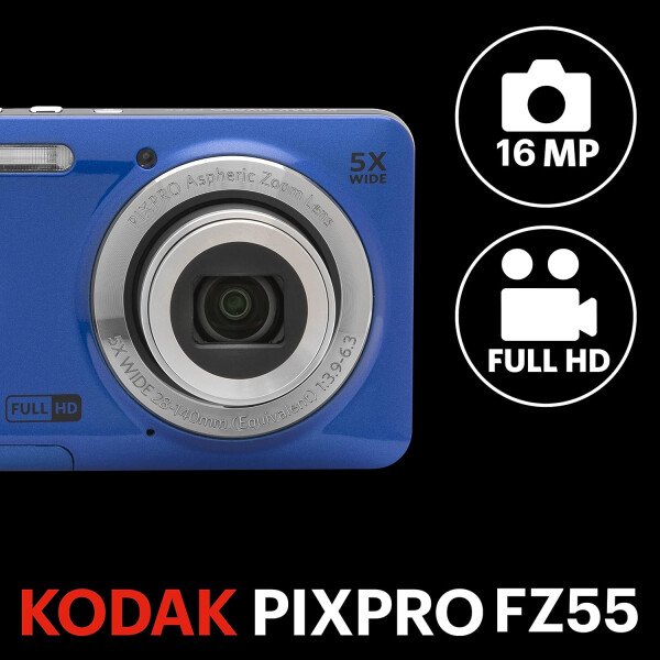 KODAK PIXPRO FZ55-RD Cámara digital de 16MP Zoom óptico 5X 1.102 in Gran angular 1080P Video Full HD 2.7" Cámara LCD Vlogging (rojo) El embalaje puede variar - Imagen 22