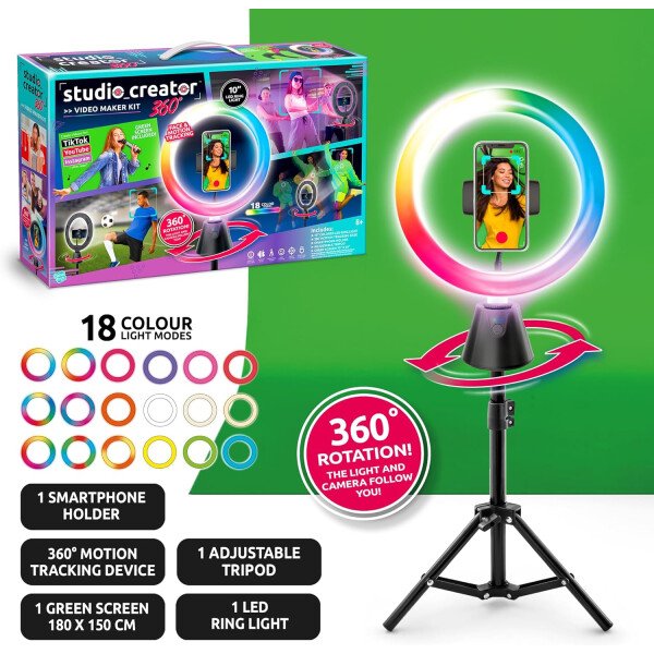 Canal Toys Nuevo kit de podcast y vlogging de Studio Creator: graba tus propios podcasts y vlogs como tus influencers favoritos! Trípode plegable, luz LED y micrófono. A partir de 8 años - Imagen 22