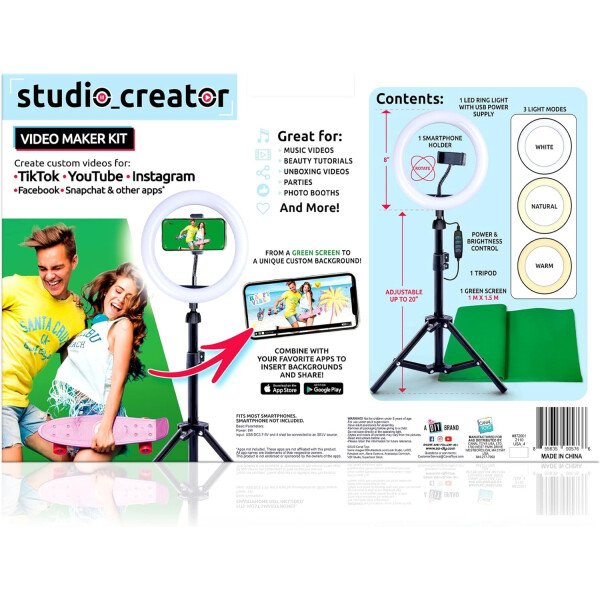 Canal Toys Nuevo kit de podcast y vlogging de Studio Creator: graba tus propios podcasts y vlogs como tus influencers favoritos! Trípode plegable, luz LED y micrófono. A partir de 8 años - Imagen 28