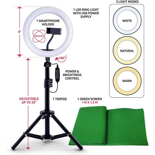 Canal Toys Nuevo kit de podcast y vlogging de Studio Creator: graba tus propios podcasts y vlogs como tus influencers favoritos! Trípode plegable, luz LED y micrófono. A partir de 8 años - Imagen 29
