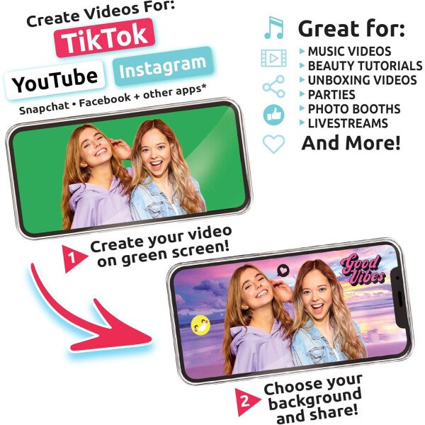 Canal Toys Nuevo kit de podcast y vlogging de Studio Creator: graba tus propios podcasts y vlogs como tus influencers favoritos! Trípode plegable, luz LED y micrófono. A partir de 8 años - Imagen 55
