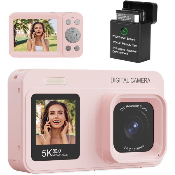 Cámara digital de doble pantalla 5K mejorada, cámara de fotografía de vlog de 80 MP para YouTube, campus, viajes, cámara compacta de apuntar y disparar para adolescentes y principiantes con enfoque - Imagen 16