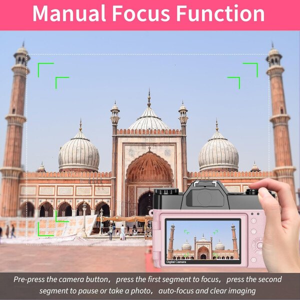 Cámara digital, cámara de vlogging 4K para YouTube 56MP 16X Zoom digital enfoque manual para estudiantes, cámara compacta de fotografía con lente gran angular y macro de 2.047 in, tarjeta TF 32G y 2 - Imagen 22