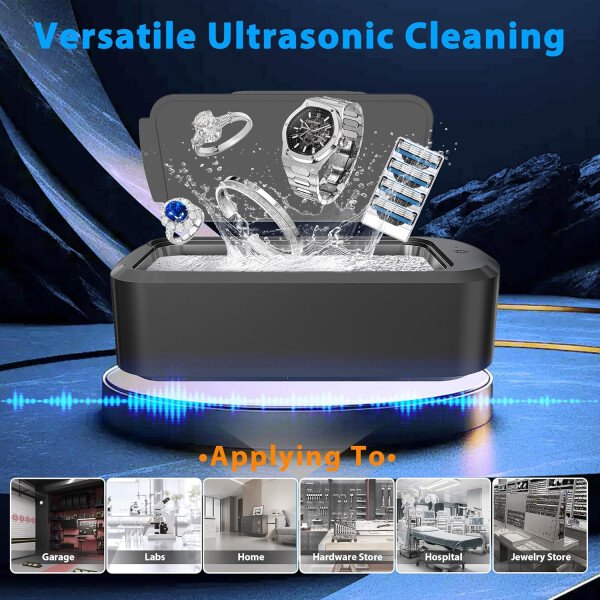 Máquina de limpieza ultrasónica de retenedores, limpiador ultrasónico de 48 kHz, limpiador ultrasónico portátil de 20.3 fl oz para aparatos ortopédicos, protectores bucales, alineador, cepillo - Image 2