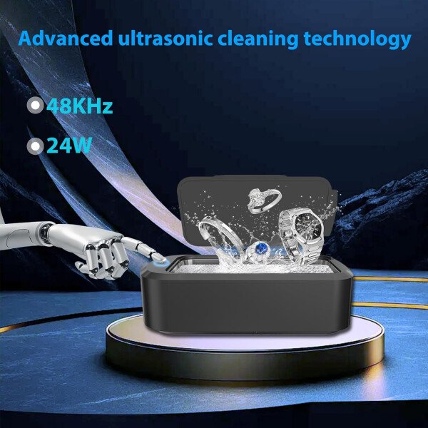 Máquina de limpieza ultrasónica de retenedores, limpiador ultrasónico de 48 kHz, limpiador ultrasónico portátil de 20.3 fl oz para aparatos ortopédicos, protectores bucales, alineador, cepillo - Image 6