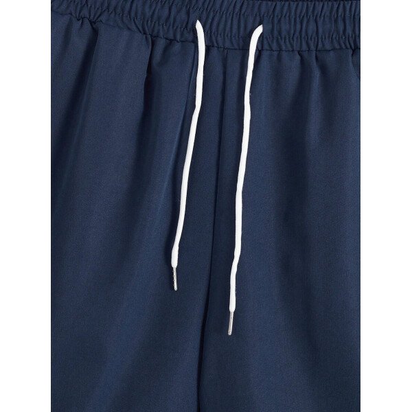 Manfinity CasualCool Conjunto de top con cuello redondo y pantalones cortos con estampado de letras para hombres, conjunto de prendas cortas para hombres - Image 68