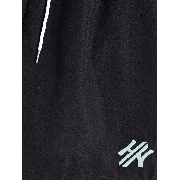 Manfinity CasualCool Conjunto de top con cuello redondo y pantalones cortos con estampado de letras para hombres, conjunto de prendas cortas para hombres - Image 72