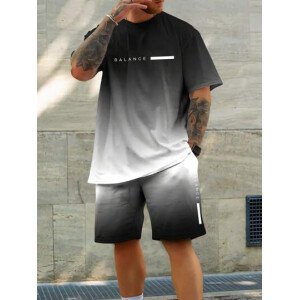 Manfinity LEGND Conjunto de mangas cortas y shorts para hombre con estampado sencillo