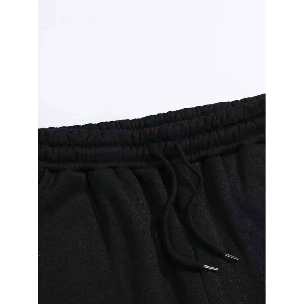 Conjunto de hombre de 2 piezas, camiseta de cuello redondo con estampado de montaña y triángulos + pantalones con cordón para deportes y casual de verano - Imagen 9