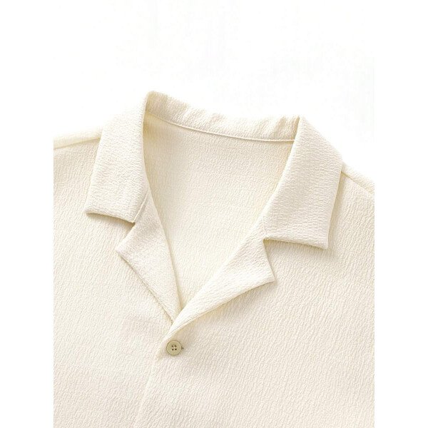 Set de 2 piezas, estilo europeo de moda, conjunto informal de camisa y pantalones de marca jacquard, holgado, ideal como outfit de playa y resort para parejas, adecuado como regalo para esposo/novio - Imagen 4