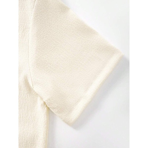 Set de 2 piezas, estilo europeo de moda, conjunto informal de camisa y pantalones de marca jacquard, holgado, ideal como outfit de playa y resort para parejas, adecuado como regalo para esposo/novio - Imagen 5