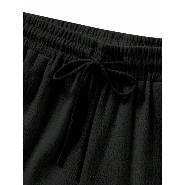Set de 2 piezas, estilo europeo de moda, conjunto informal de camisa y pantalones de marca jacquard, holgado, ideal como outfit de playa y resort para parejas, adecuado como regalo para esposo/novio - Imagen 12