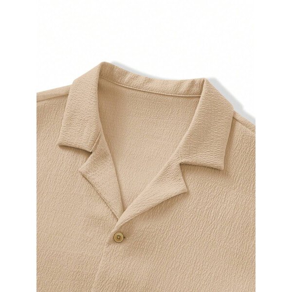 Set de 2 piezas, estilo europeo de moda, conjunto informal de camisa y pantalones de marca jacquard, holgado, ideal como outfit de playa y resort para parejas, adecuado como regalo para esposo/novio - Imagen 16